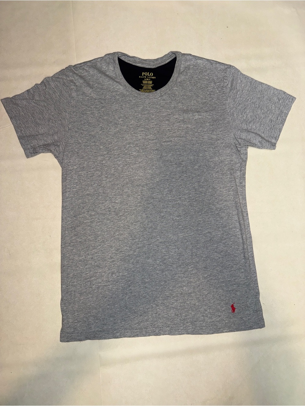 Polo by Ralph Lauren Heather Grey Crew Neck Tee with Red Pony